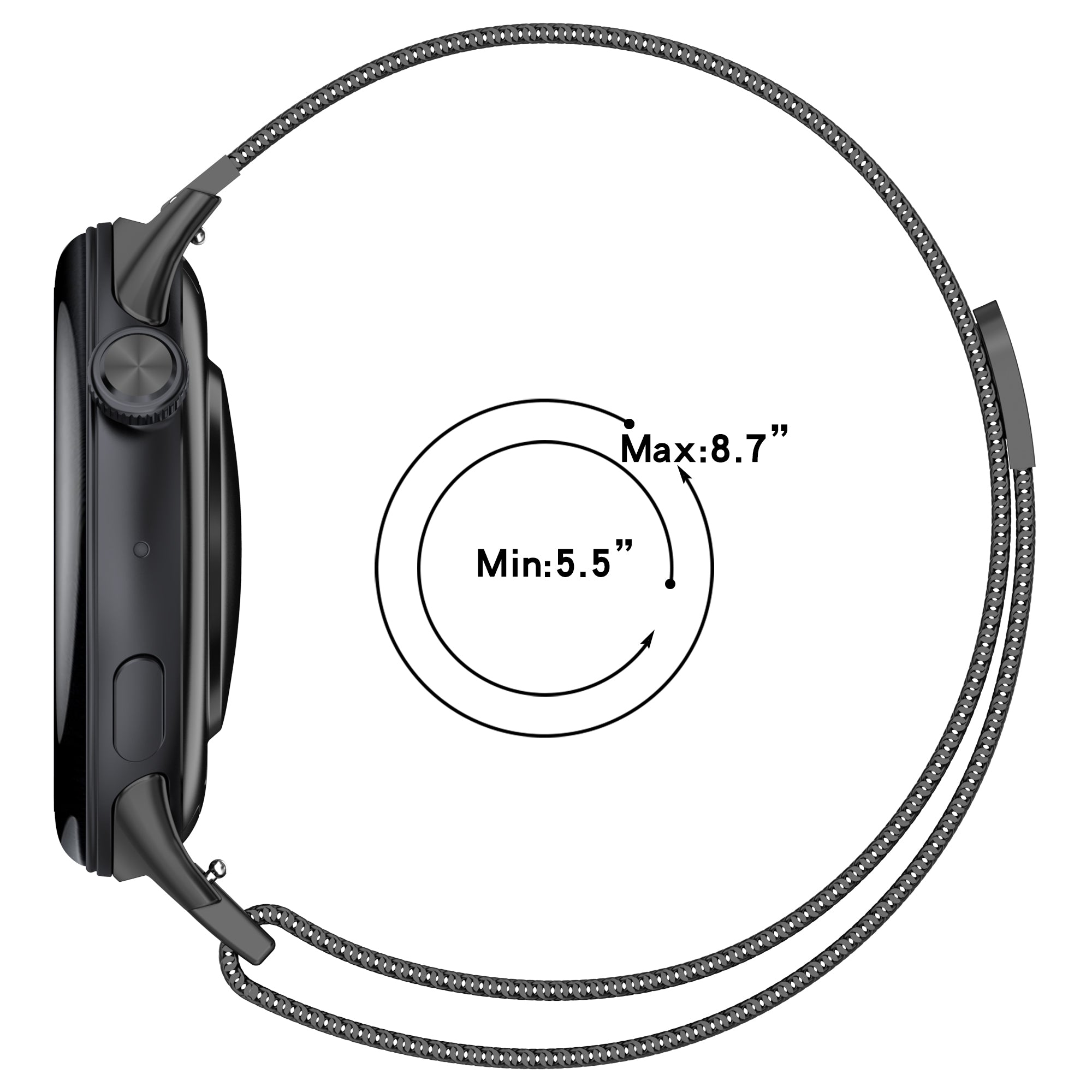 For vivo Watch 3 Magnetic Stainless Steel Milanese Watch Strap Adjustable Wrist Band - Black For vivo Watch 3 Magnetic Stainless Steel Milanese Watch Strap Adjustable Wrist Band - Black